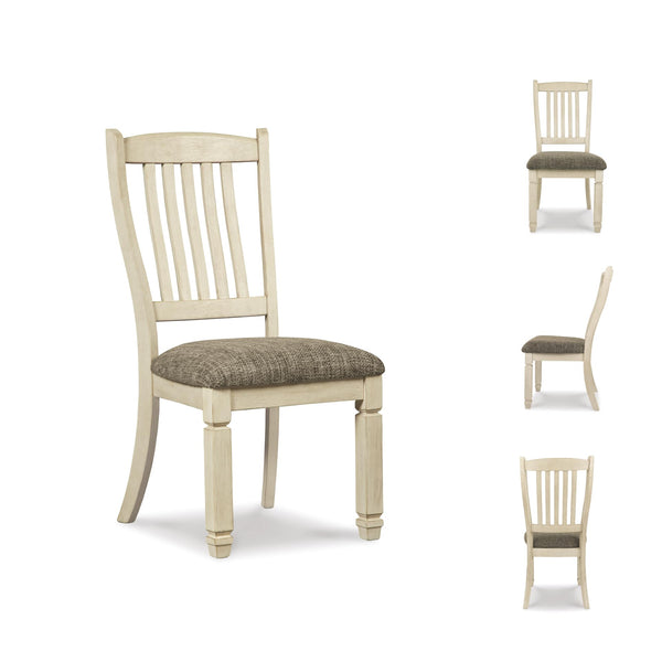 Antique White Upholstered Dining Chair Set of 2