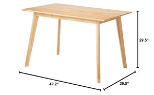 Solid Wood Rectangular Dining Table for 4, Natural Wood