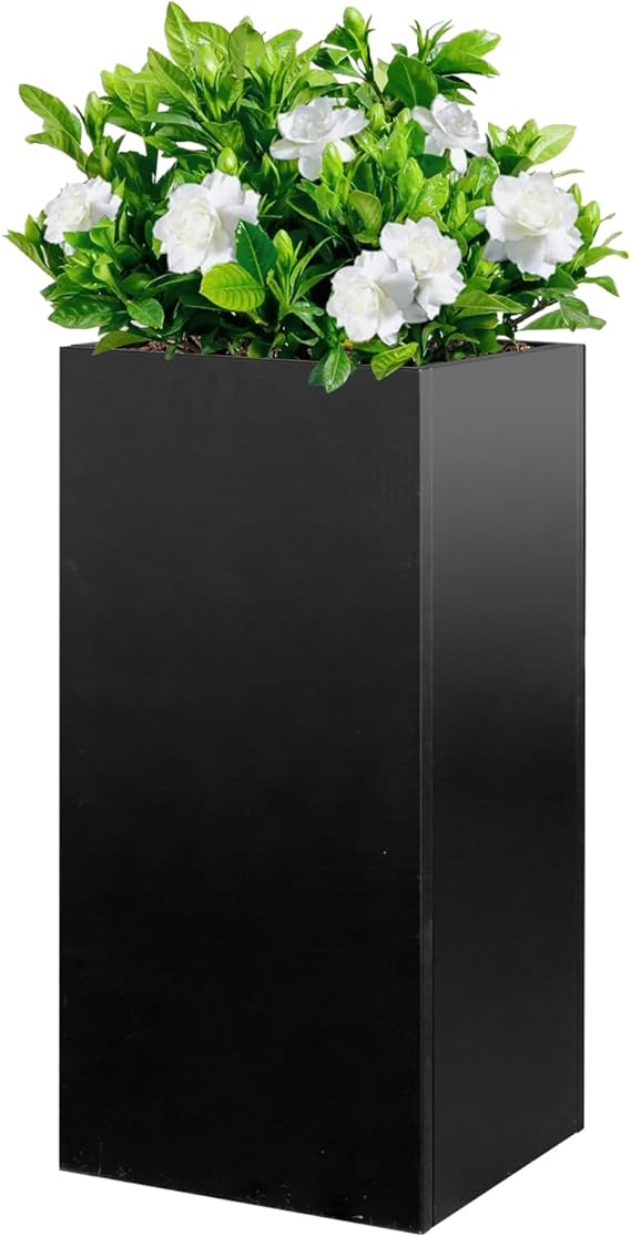 Tall Metal Outdoor Planter Box with Removable Shelf