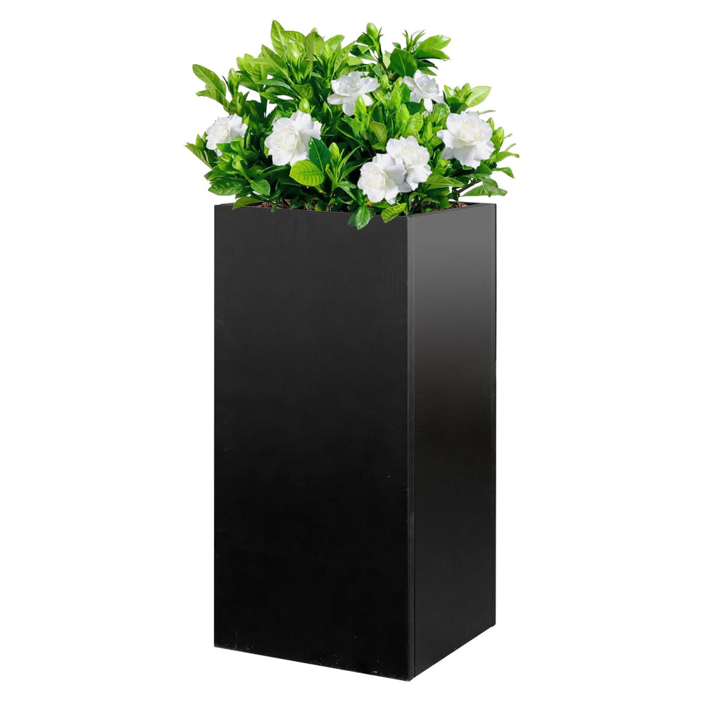 Tall Metal Outdoor Planter Box 14"x14"x30" with Removable Shelf