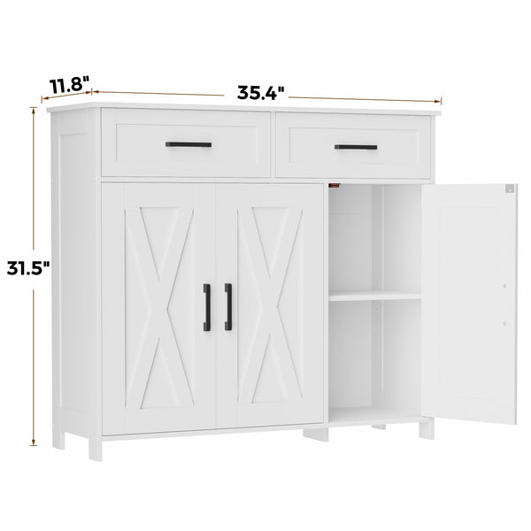 Sideboard Buffet Cabinet with Drawers, Doors & Adjustable Shelves
