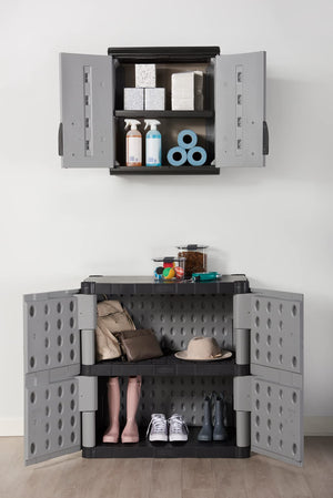 Freestanding Resin Storage Cabinet with Lockable Doors and Shelves