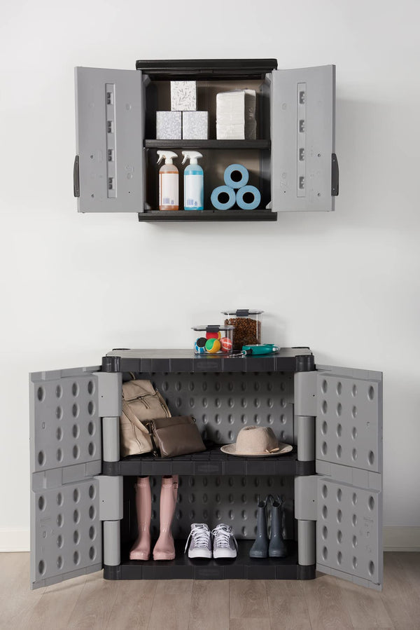 Freestanding Resin Storage Cabinet with Lockable Doors and Shelves
