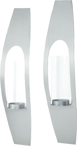 Steel Wall Sconce Pair with Glass Hurricane