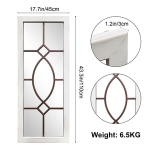 Farmhouse Wall Mirror – White Wood Frame 43.3" x 17.7"