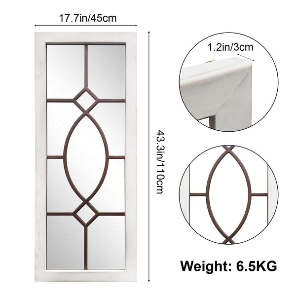 Farmhouse Wall Mirror – White Wood Frame 43.3" x 17.7"