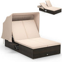 Outdoor Daybed with Retractable Canopy & 6-Position Backrest