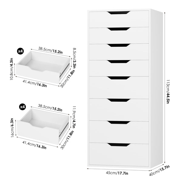Tall 8-Drawer Dresser with Groove Handles