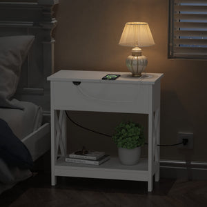 End Table with Charging Station & Flip-Top Drawer