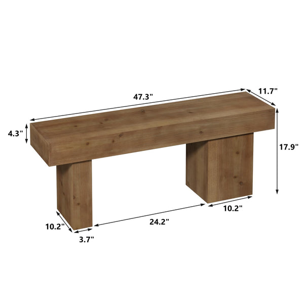 Farmhouse Solid Wood Entryway Bench 47.3"