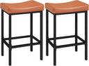 Counter Height Bar Stools with PU Leather Saddle Seat — Set of 2, 3, or 4