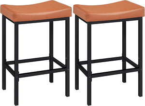 Counter Height Bar Stools with PU Leather Saddle Seat — Set of 2, 3, or 4