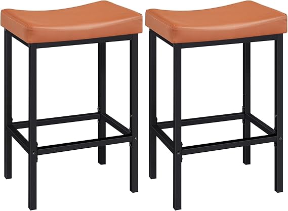 Counter Height Bar Stools with PU Leather Saddle Seat — Set of 2, 3, or 4