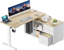 L-Shaped Electric Standing Desk with Drawers & File Cabinet