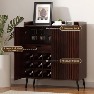 Fluted Wine & Coffee Bar Cabinet with Storage