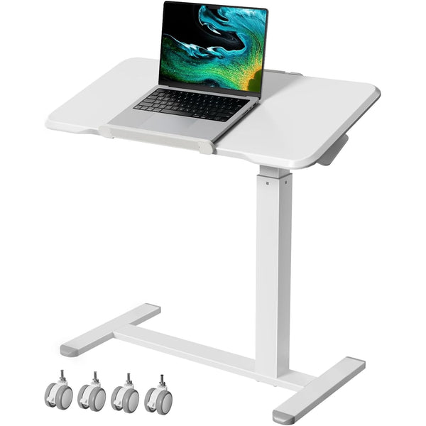 Rolling Laptop Desk with Lockable Wheels | Height Adjustable Standing Desk