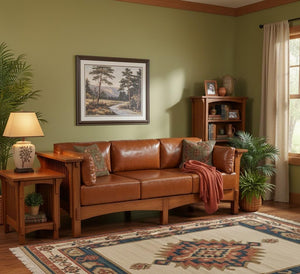 Mission Crofter Style Leather Sofa