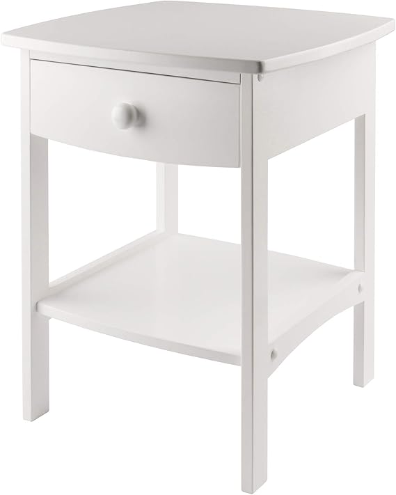 Square Wood End Table with Drawer and Shelf