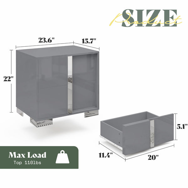 3-Piece Bedroom Set with 6-Drawer Dresser & 2 Nightstands, Grey
