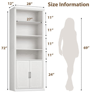 6-Tier Bookcase with Doors & Storage Cabinet