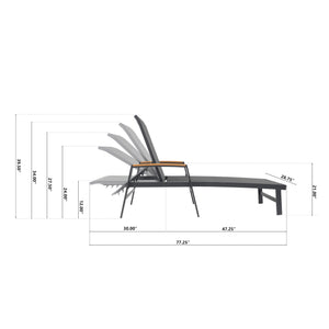 Outdoor Aluminum Adjustable Chaise Lounge Chair with Mesh Seating