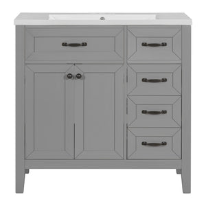 36" Bathroom Vanity with Sink, 3 Drawers & Soft-Close Doors