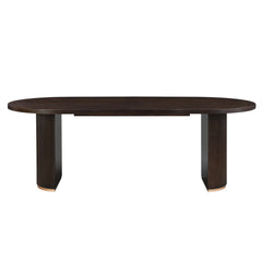 Oval Top Dining Table – Pedestal Base, Seats 6, Dark Brown