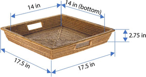 Rattan Square Serving Tray with Handles
