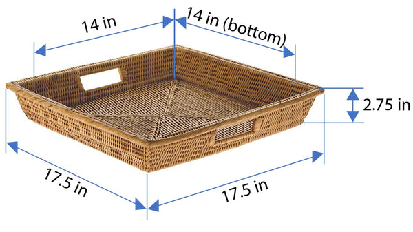 Rattan Square Serving Tray with Handles