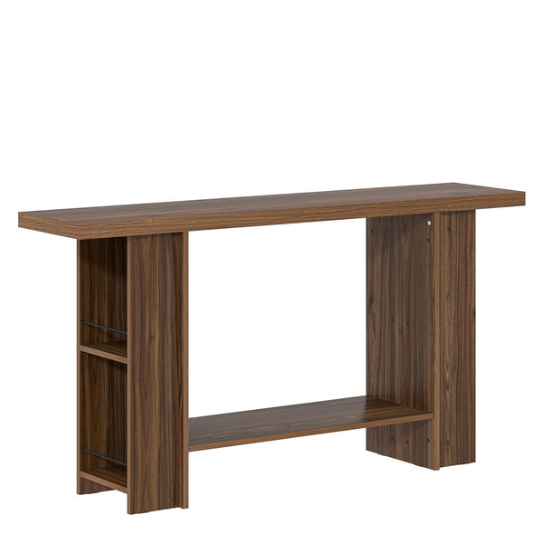 2-Tier Console Table with Side Storage Shelves, 53 Inch