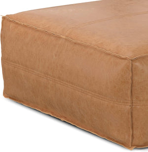 Extra Large Square Faux Leather Pouf Ottoman