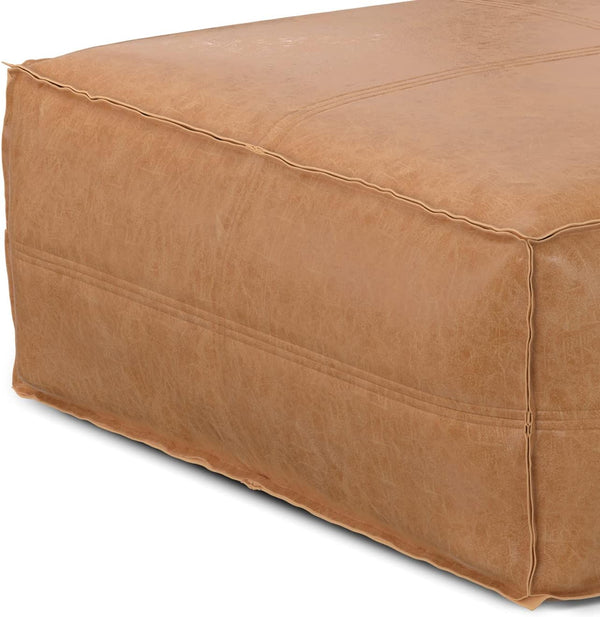 Extra Large Square Faux Leather Pouf Ottoman