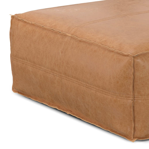 Extra Large Square Faux Leather Pouf Ottoman