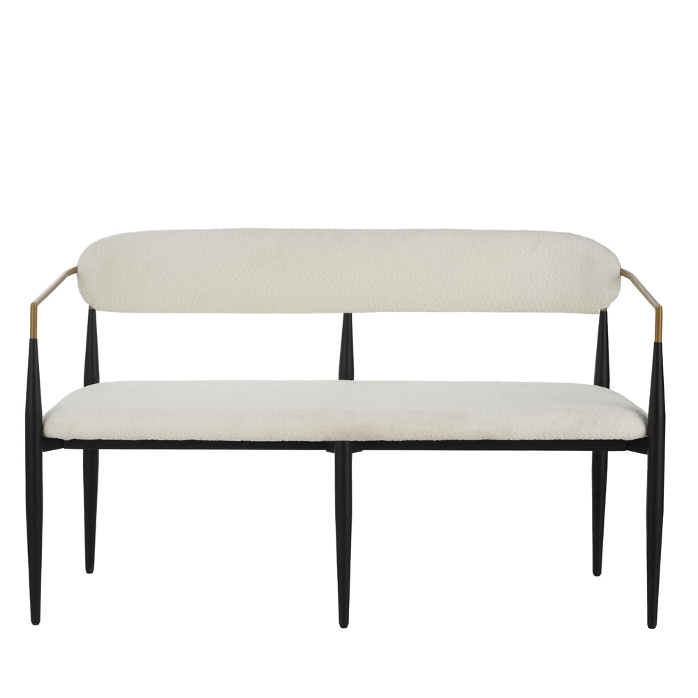 55" Metal Loveseat Settee with Iron Frame & Open Backrest