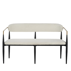 55" Metal Loveseat Settee with Iron Frame & Open Backrest