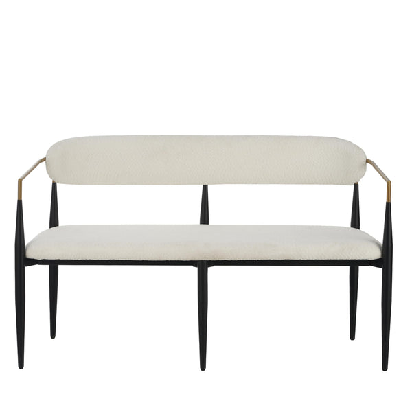 55" Metal Loveseat Settee with Iron Frame & Open Backrest