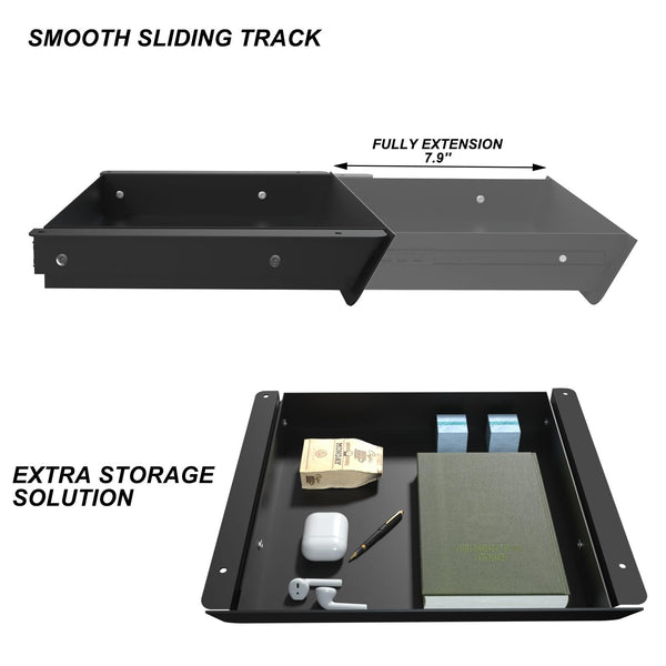 Under Desk Sliding Drawer with Tilted Pull-Out Panel