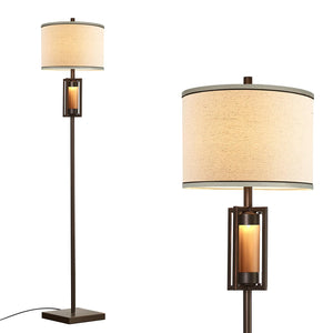 Rustic Farmhouse Floor Lamp with Night Light