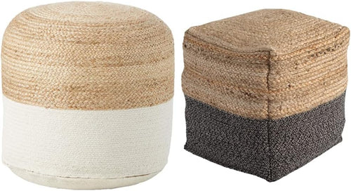 Jute & Cotton Farmhouse Pouf Set