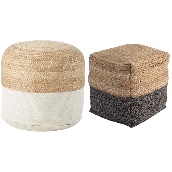 Jute & Cotton Farmhouse Pouf Set