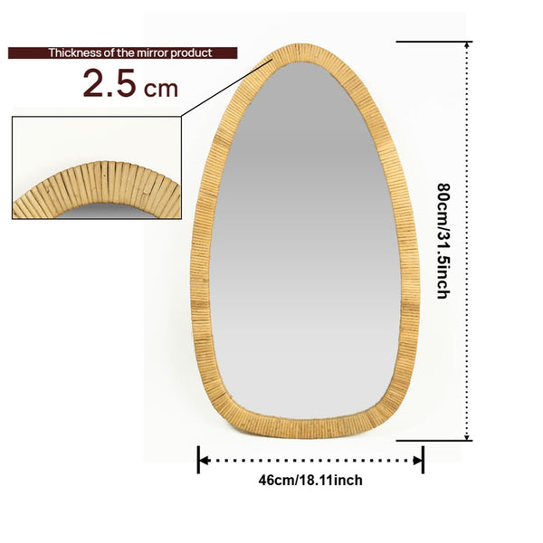 Handmade Rattan Boho Wall Mirror 31.5" x 18"