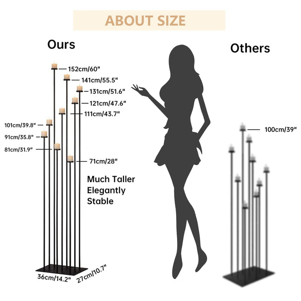 60-Inch 9-Arm Floor Candelabra Holder | Tall Metal Candlestick Stand