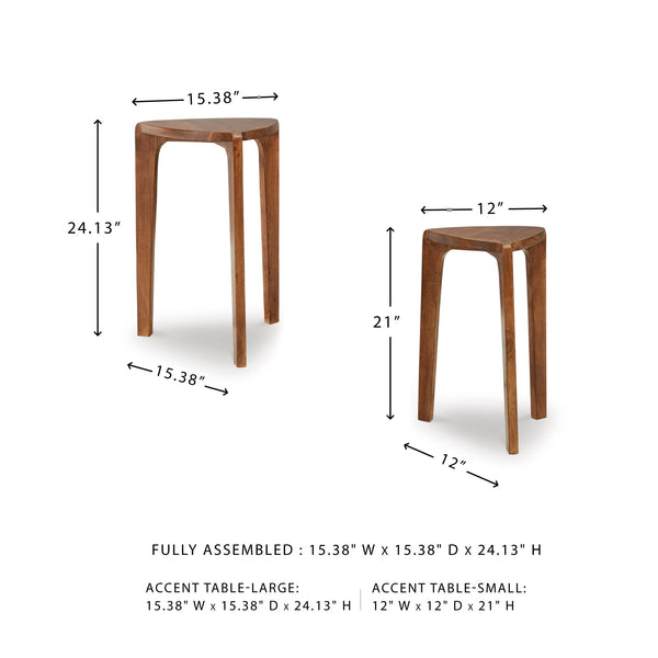 Nesting Accent Table Set of 2 – Solid Wood, Medium Brown