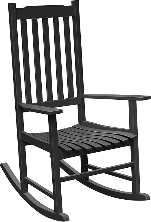 Acacia Wood Patio Rocking Chair – High Back & Wide Armrest
