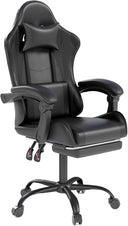 Gaming Chair with Headrest, Lumbar Support & Retractable Footrest