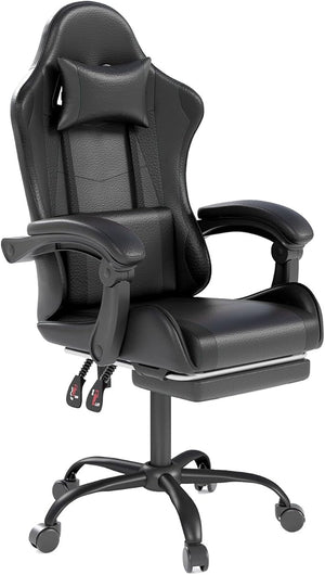 Gaming Chair with Headrest, Lumbar Support & Retractable Footrest