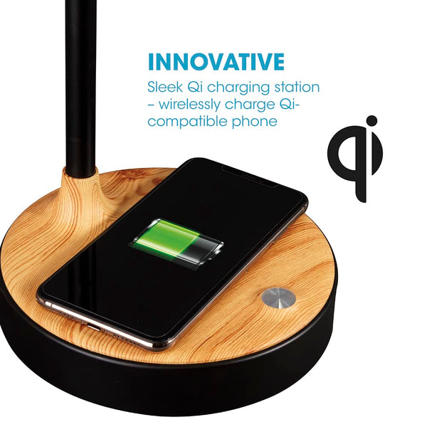 Wireless Charging LED Table Lamp with Adjustable Shade