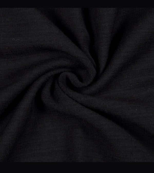 Black Wool Flannel Fabric by the Yard – 100% Wool, 59" Wide, Made in Italy