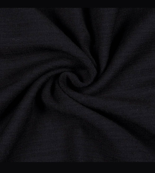 Black Wool Flannel Fabric by the Yard – 100% Wool, 59" Wide, Made in Italy