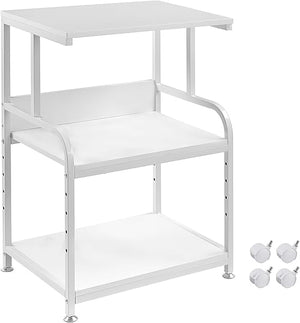 3-Tier Rolling Printer Cart with Height-Adjustable Shelf